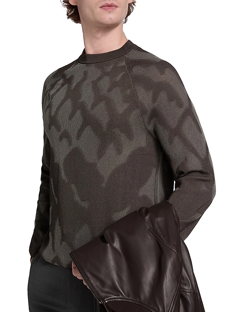 Pattern Abstract-Print Crewneck Sweater