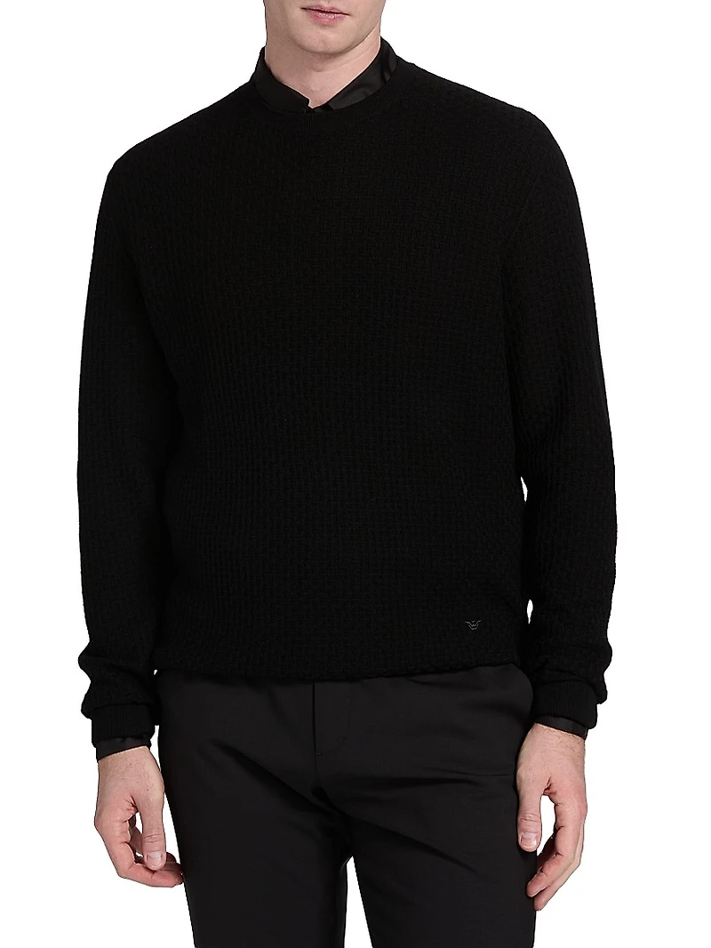 Tonal Basket Weave Virgin Wool Sweater