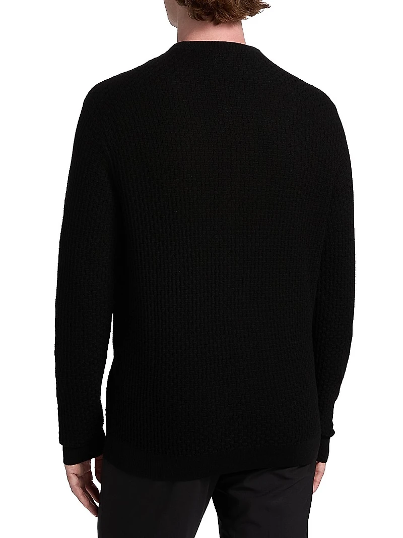 Tonal Basket Weave Virgin Wool Sweater