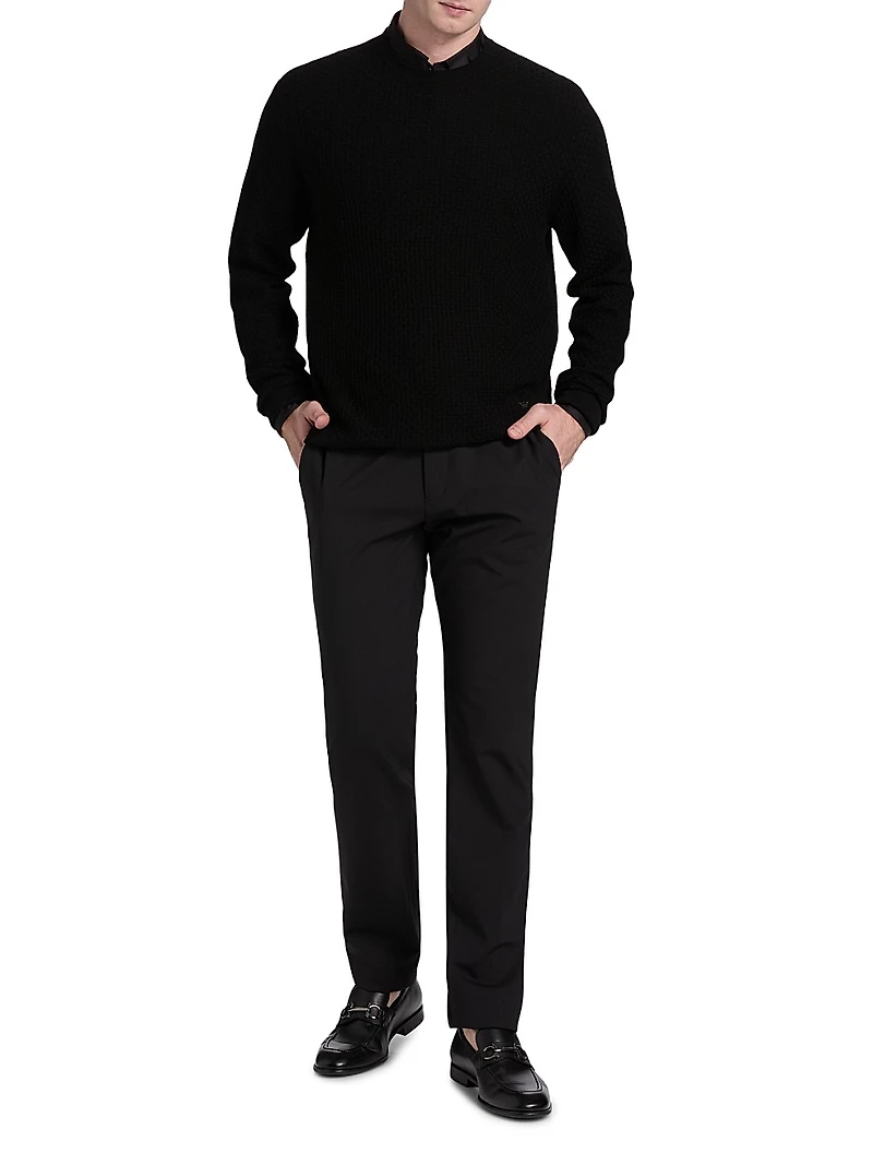 Tonal Basket Weave Virgin Wool Sweater