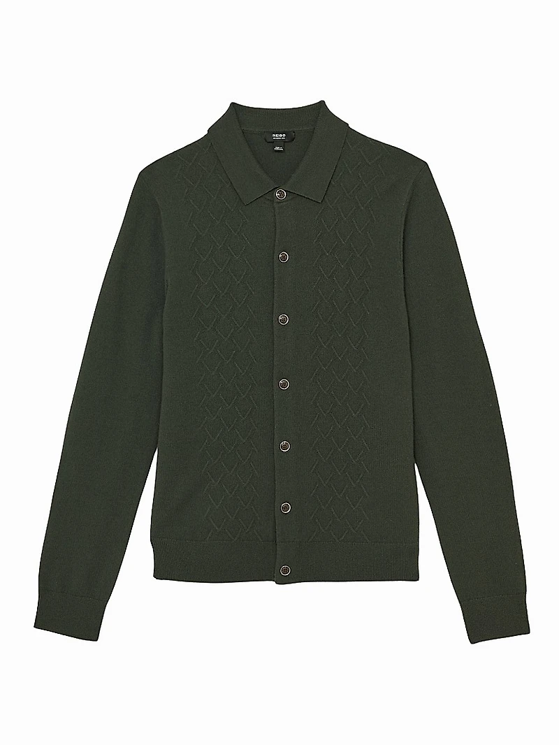 Gideion Wool Jersey Polo Sweater