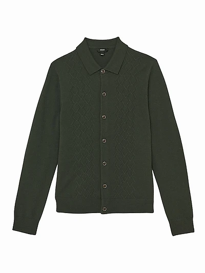 Gideion Wool Jersey Polo Sweater