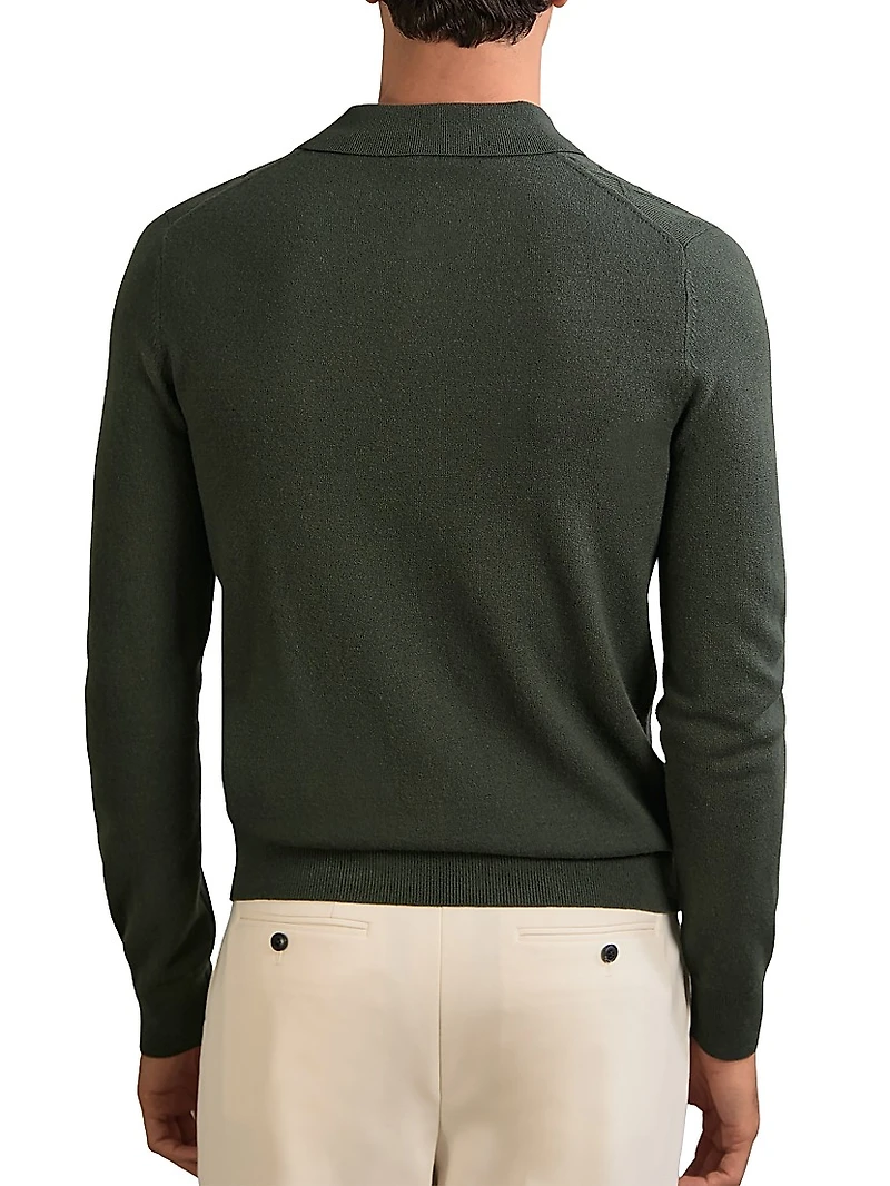 Gideion Wool Jersey Polo Sweater