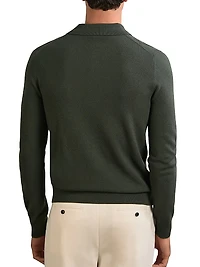 Gideion Wool Jersey Polo Sweater