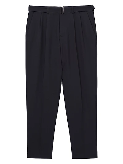 Pleated Wool-Blend Belted Trousers