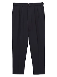 Pleated Wool-Blend Belted Trousers