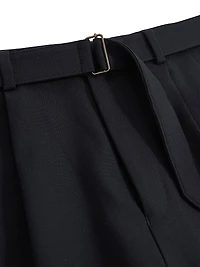 Pleated Wool-Blend Belted Trousers