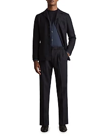 Pleated Wool-Blend Belted Trousers