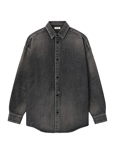 Snap-Front Denim Overshirt