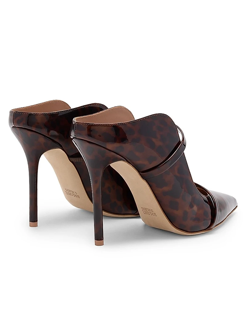 Maureen 100MM Leopard Patent Leather Mules