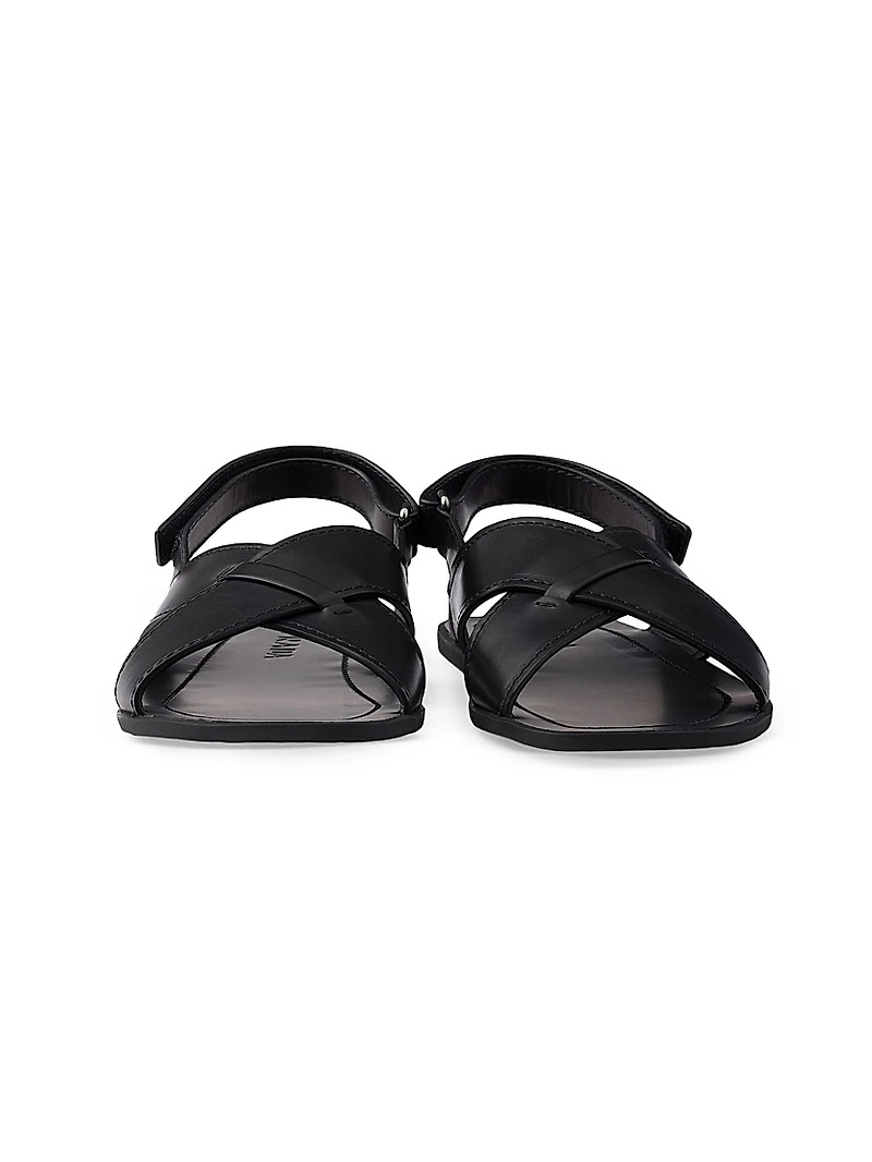 Decò Leather Crisscross Sandals