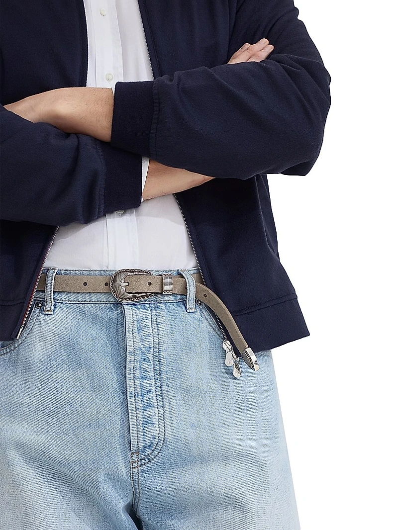 Reversed Leather Belt with Tip