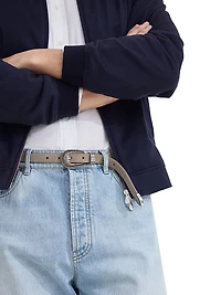 Reversed Leather Belt with Tip