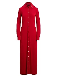 Jersey-Knit Maxi Shirtdress