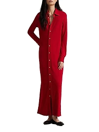 Jersey-Knit Maxi Shirtdress