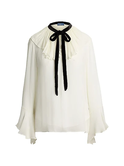 Crinkled Georgette Tieneck Blouse