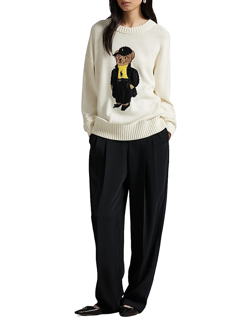 Polo Bear Crewneck Cotton Sweater