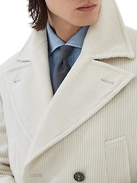 Cashmere Wide Wale Corduroy One and a Half Breasted Coat