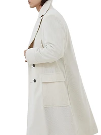 Cashmere Wide Wale Corduroy One and a Half Breasted Coat