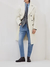 Cashmere Wide Wale Corduroy One and a Half Breasted Coat