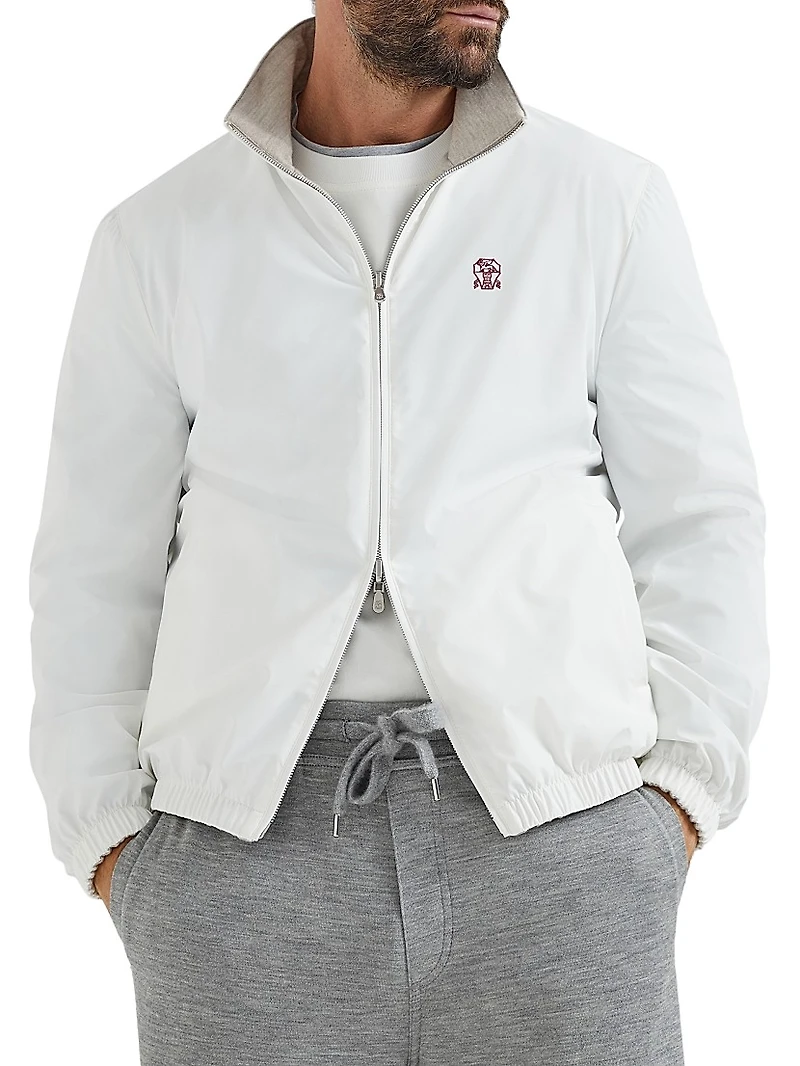 Bonded Nylon Reversible Outerwear Jacket with Logo