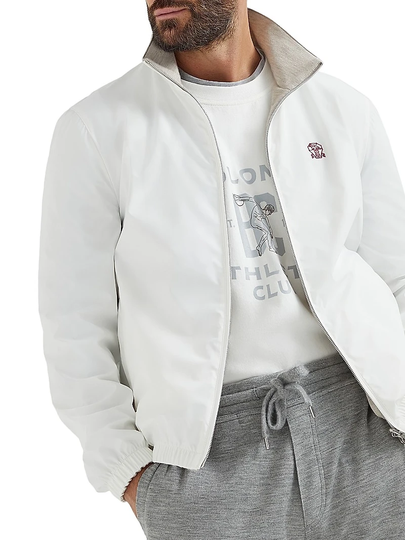 Bonded Nylon Reversible Outerwear Jacket with Logo