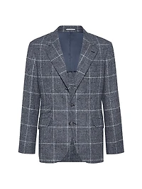 Prince of Wales Deconstructed Cavallo Blazer with Metal Buttons