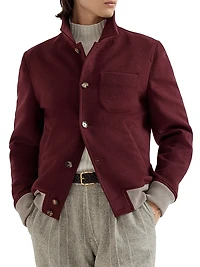 Wool Flannel Double Cloth Shirt Style Bomber Jacket