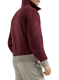 Wool Flannel Double Cloth Shirt Style Bomber Jacket