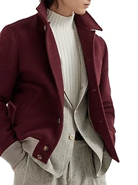 Wool Flannel Double Cloth Shirt Style Bomber Jacket