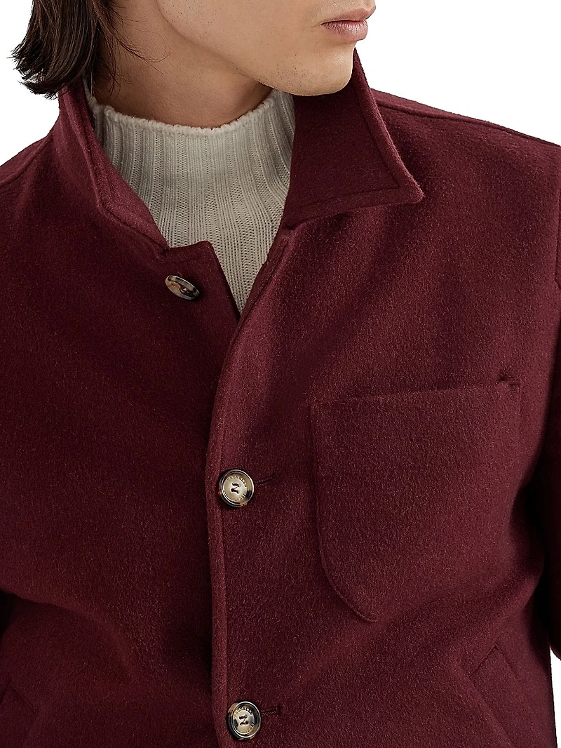 Wool Flannel Double Cloth Shirt Style Bomber Jacket