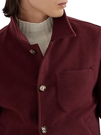 Wool Flannel Double Cloth Shirt Style Bomber Jacket