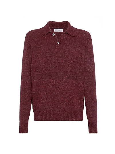 Flecked Alpaca, Wool, Silk and Cotton Knit Polo Shirt