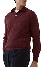 Flecked Alpaca, Wool, Silk and Cotton Knit Polo Shirt