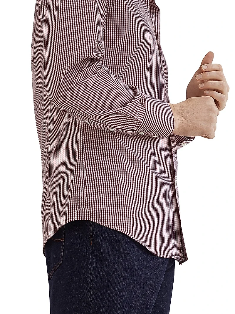 Checked Cotton Slim Fit Shirt with Spread Collar