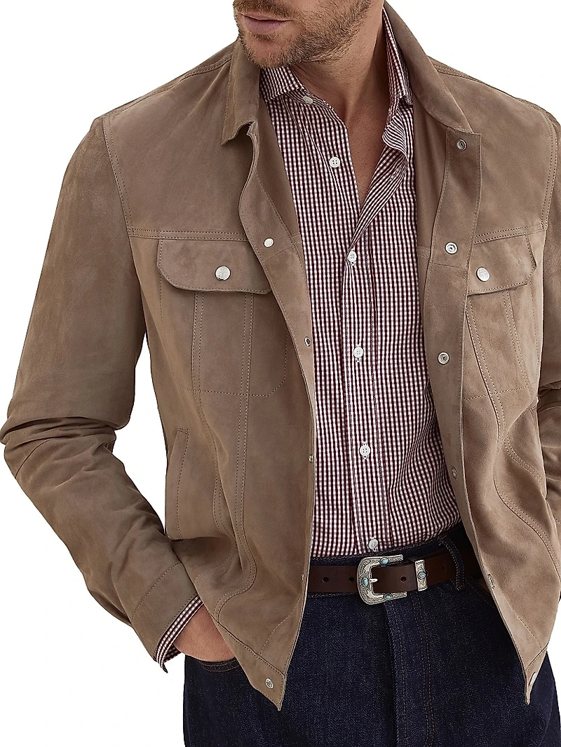 Checked Cotton Slim Fit Shirt with Spread Collar