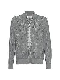 Cashmere Vanisé Chevron Cardigan with Zipper