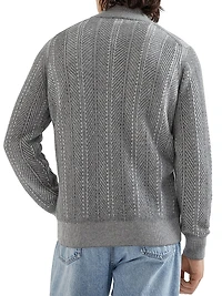 Cashmere Vanisé Chevron Cardigan with Zipper