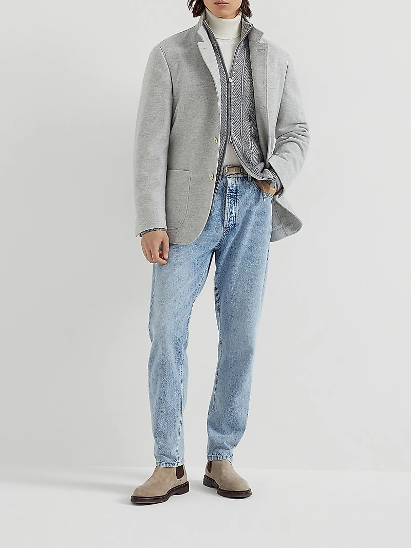 Cashmere Vanisé Chevron Cardigan with Zipper