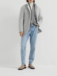 Cashmere Vanisé Chevron Cardigan with Zipper