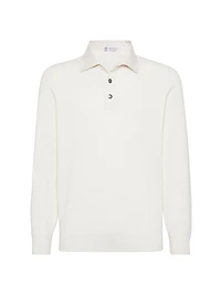 Cashmere English Rib Knit Polo Shirt