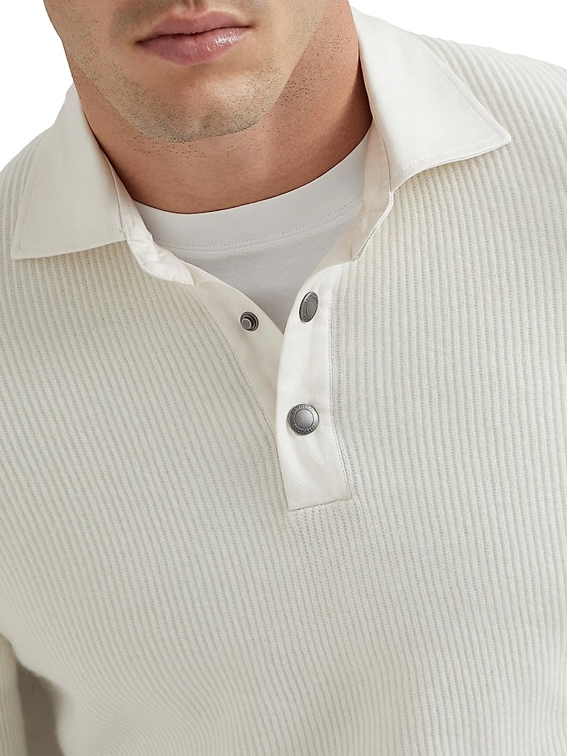 Cashmere English Rib Knit Polo Shirt