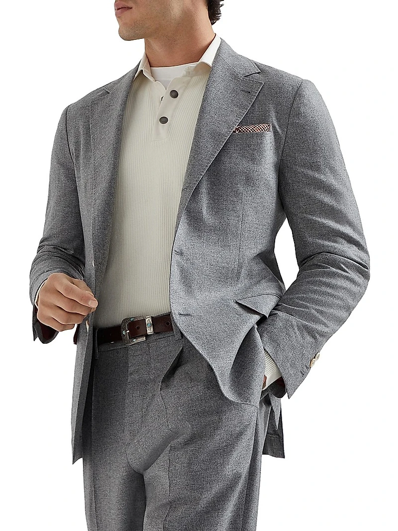 Cashmere English Rib Knit Polo Shirt