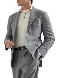 Cashmere English Rib Knit Polo Shirt