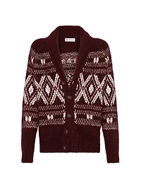 Alpaca, Virgin Wool and Cashmere Geometric Jacquard Cardigan