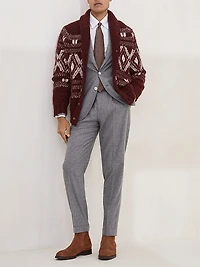 Alpaca, Virgin Wool and Cashmere Geometric Jacquard Cardigan