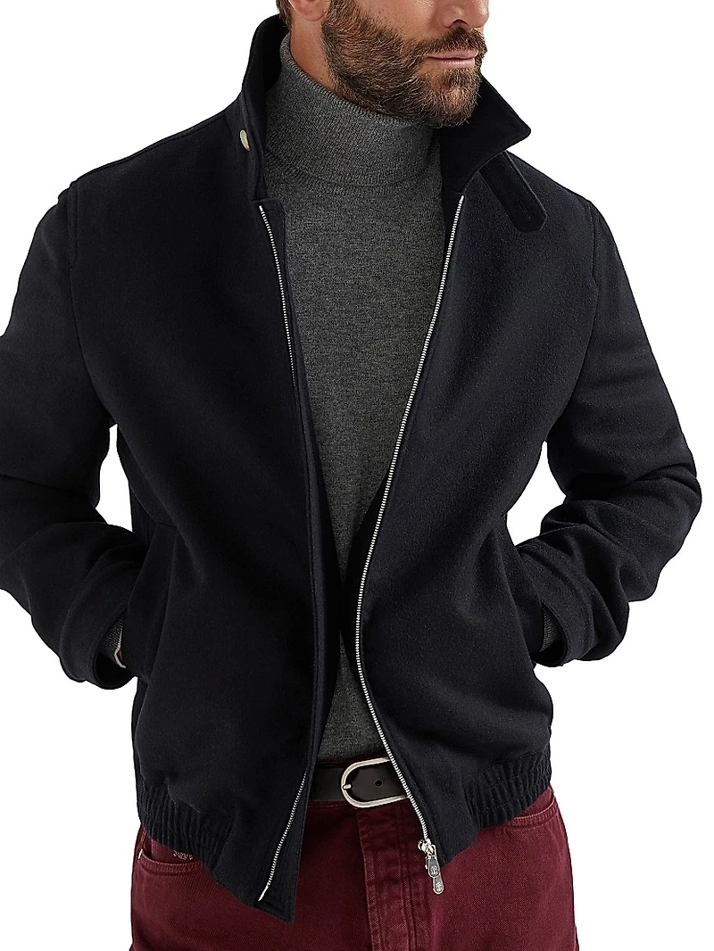 Wool Flannel Double Cloth Bomber Jacket