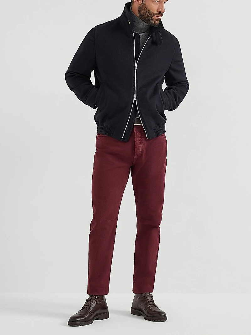 Wool Flannel Double Cloth Bomber Jacket