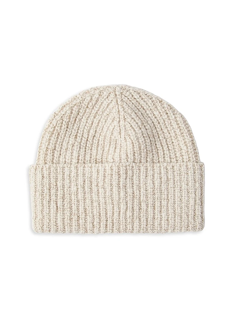 Virgin Wool, Silk and Cashmere English Rib Knit Chiné Beanie