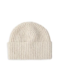 Virgin Wool, Silk and Cashmere English Rib Knit Chiné Beanie